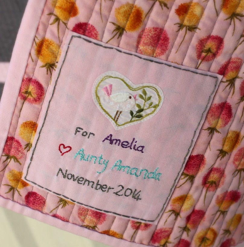 Amelia's Baby Quilt Label